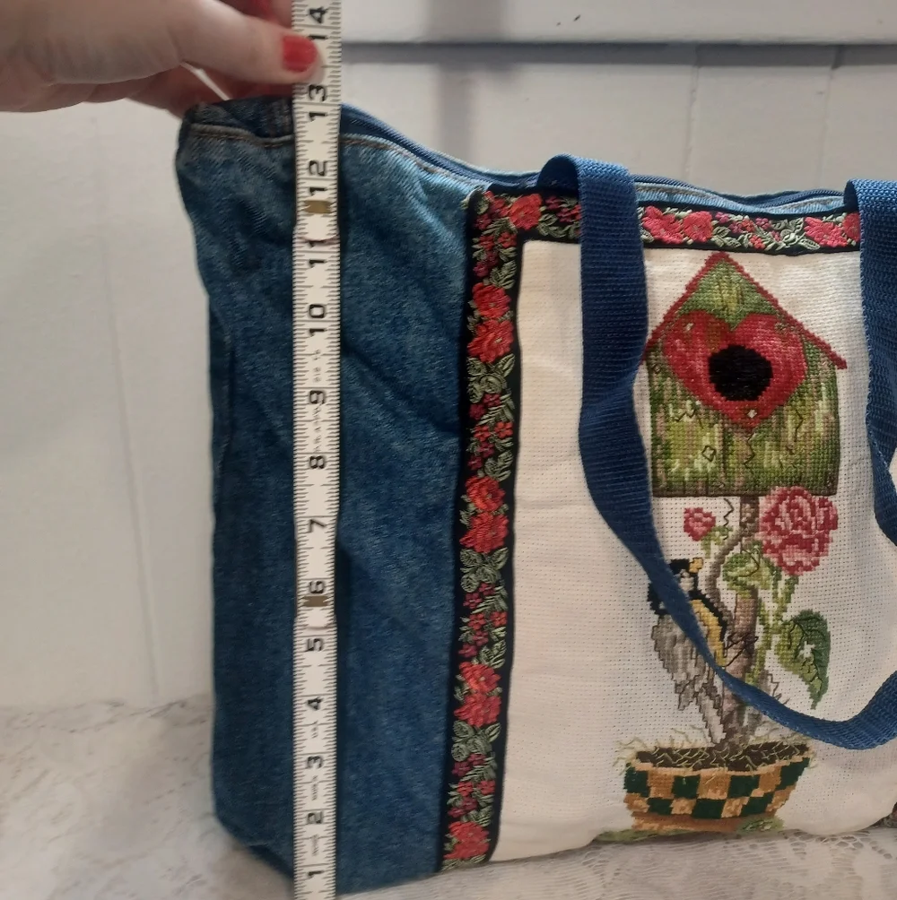 Needlepoint Denim Tote - Picture 7 of 11